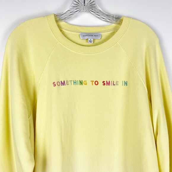 Something Navy Ombre Yellow Something To Smile In Sweatshirt Womens Size Small - Picture 4 of 11